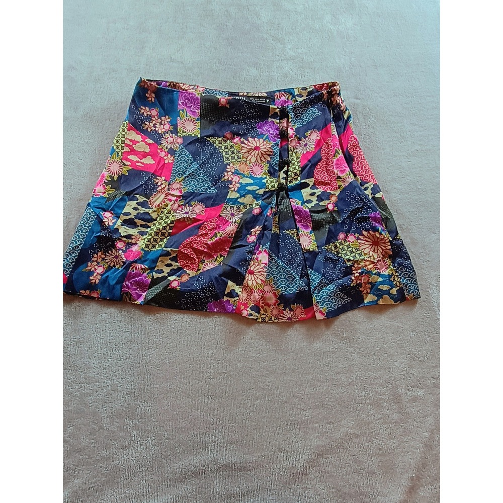 Zara Women Floral Patchwork Wrap Skirt Multicolor Small Frog Button Detail